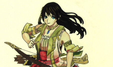 Desenho colorido da Aya - Infinite Undiscovery - Topo