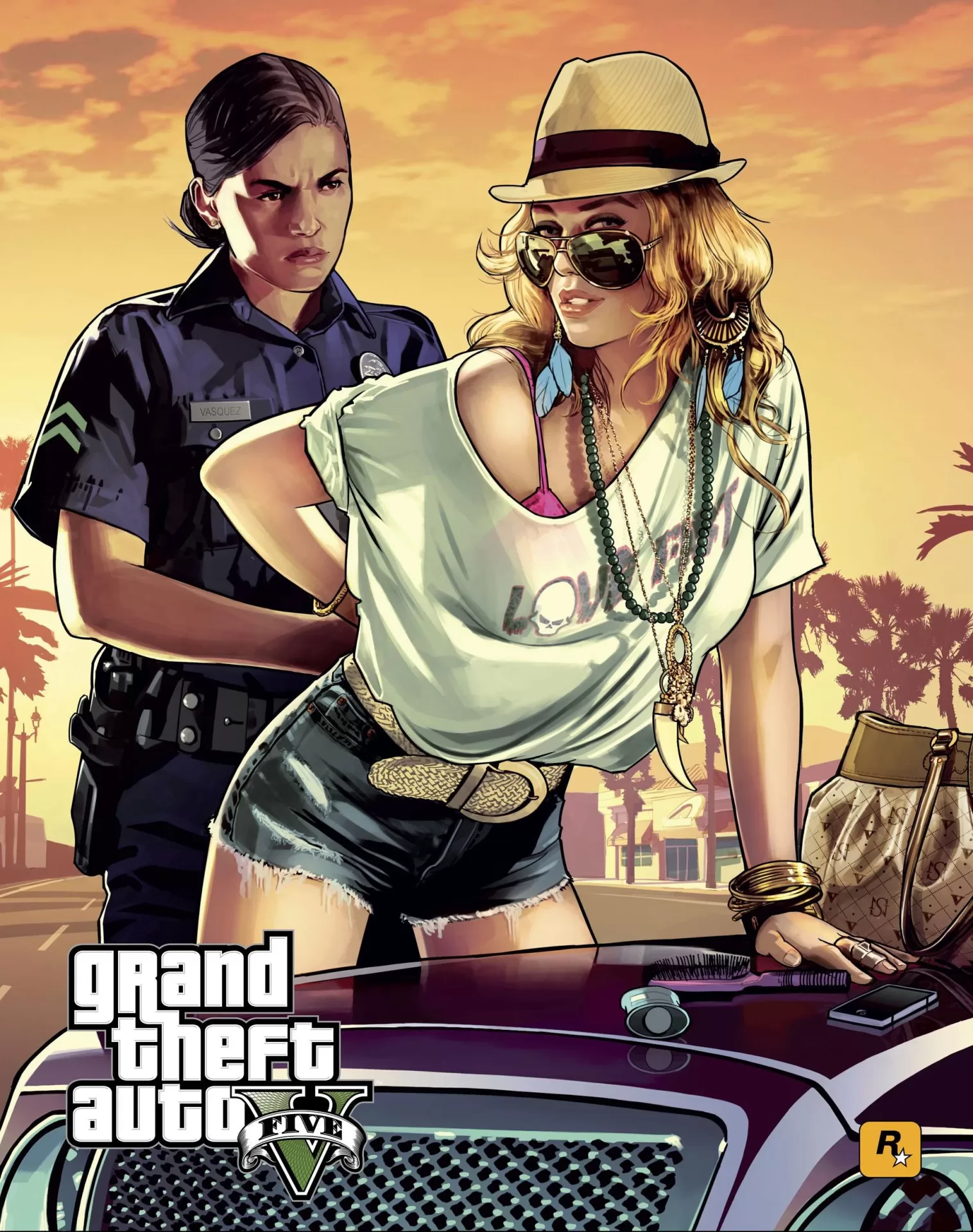 Grand Theft Auto 5 - Loira sendo presa - Wallpaper Mobile Full HD - Papel de Parede