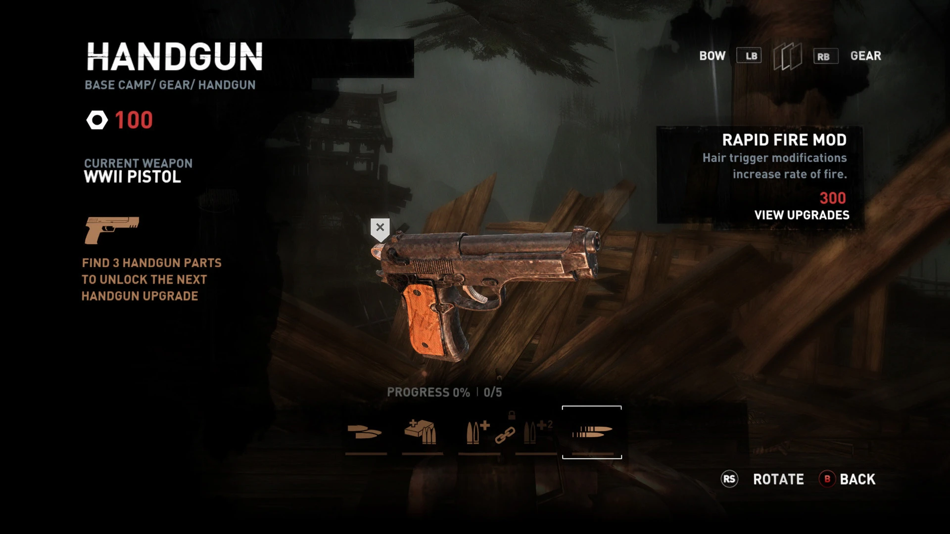 Tomb Raider - Lara Croft - Handgun - Menu
