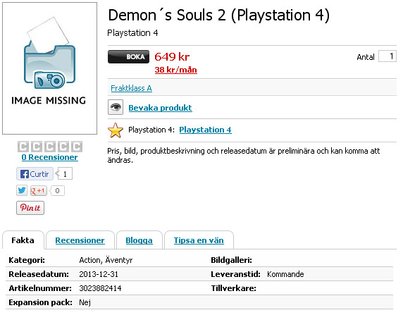 Demon's Souls 2 listed