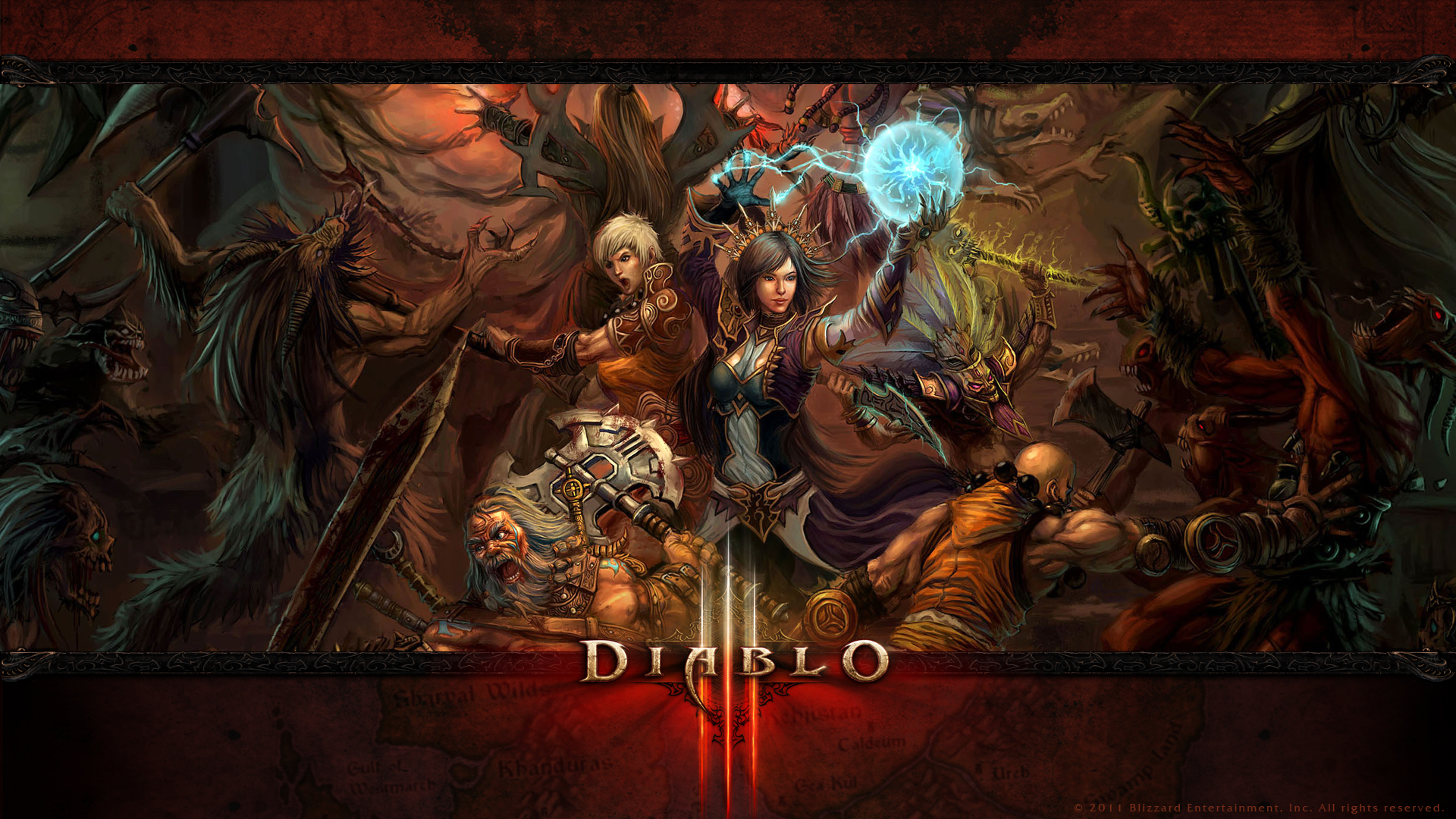 Diablo III - KeyArt Wallpaper Full HD - 1920x1080 - Classes em Combate