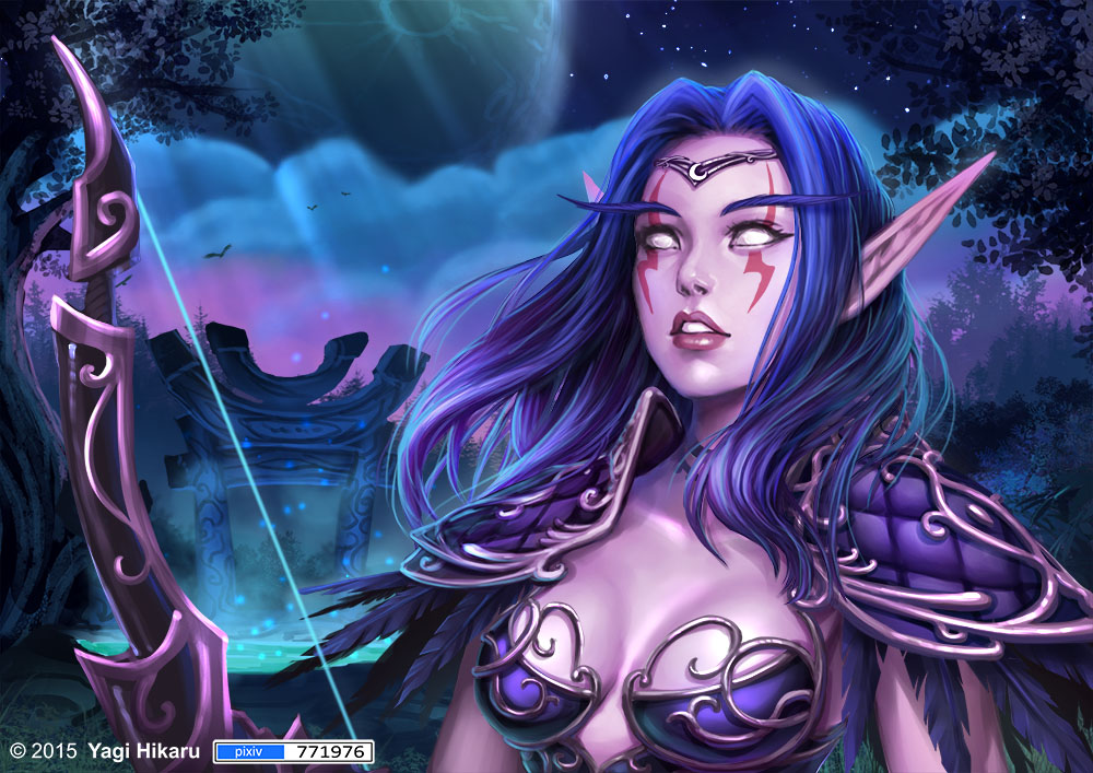 Hunter Night Elf - World of Warcraft - Arte por Svechan