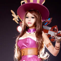 Cosplay da Caitlyn - League of Legends - Vestido Rosa Index