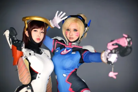 Cosplays - D.VA e Mercy - Tasha e Doremi do Spiral Cats Team