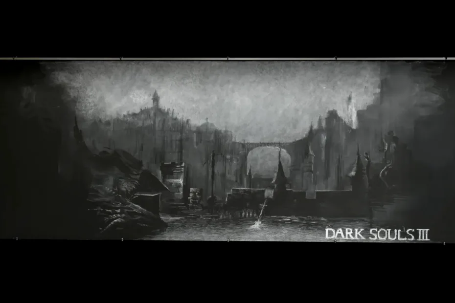Dark Souls III - Arte recriada num quadro negro