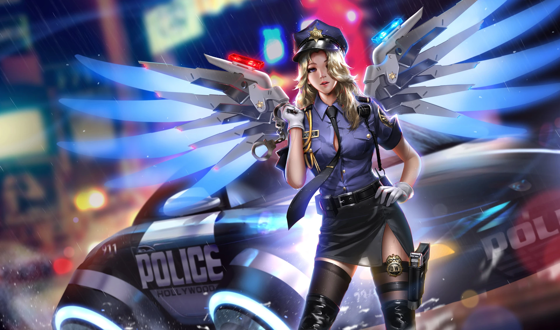 Wallpaper - Mercy Policial - Overwatch