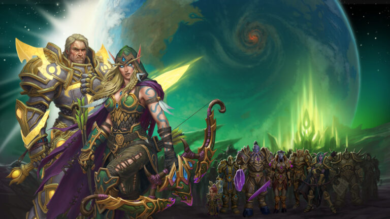 World of Warcraft Legion - KeyArt com Turalyon e Alleria