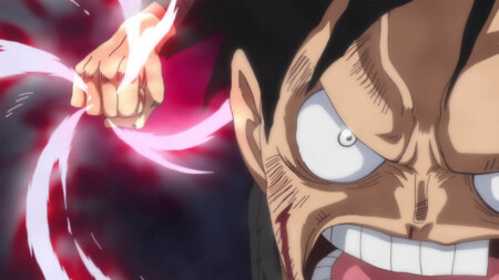 One Piece - Luffy desferindo soco