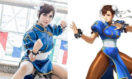 Cosplay incrível da Chun-Li com uniforme original - Street Fighter - Capcom - Topo