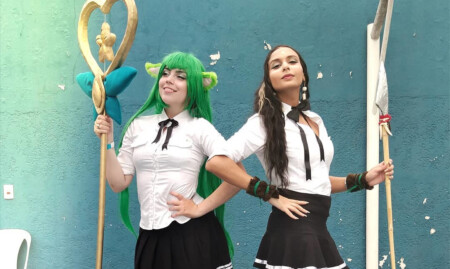 Cosplays da Nidalee e Lulu - Versões Escolares - League of Legends Colegiais - Foto