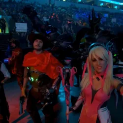 Cosplays da Mercy, McCree, Reinhardt e Ashe na Overwatch League Cosplays na Overwatch League - Mccree - Ashe - Reinhardt e Mercy Rosa - 01