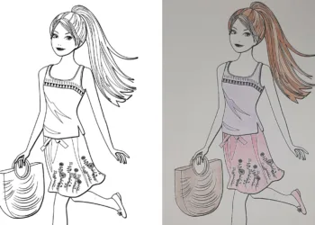 Tutorial: Veja como colorir um desenho da Barbie, com estilo elegante (roupas de verão) – Guia Passo a Passo Passo a passo pra colorir um desenho da Boneca Barbie - Arte Elegante e fofa - Usando lápis de cor Topo