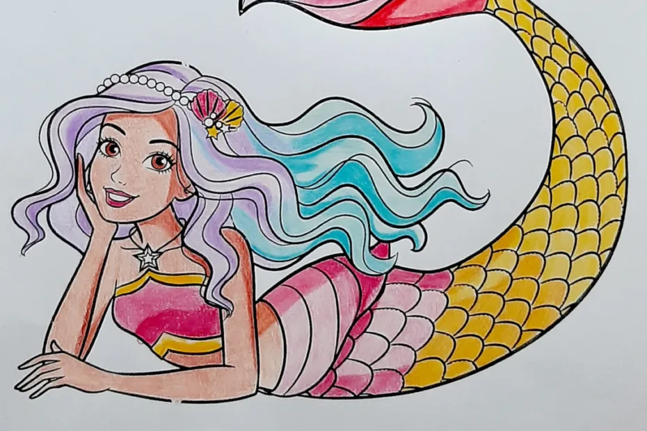 Boneca Barbie Sereia Dreamtopia - Colorindo um lindo desenho - Mermaid Coloring Pages Topo