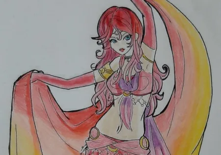 Colorindo uma lineart de Dançarina do Ventre - Belly Dancer Fanart - Namtia Topo