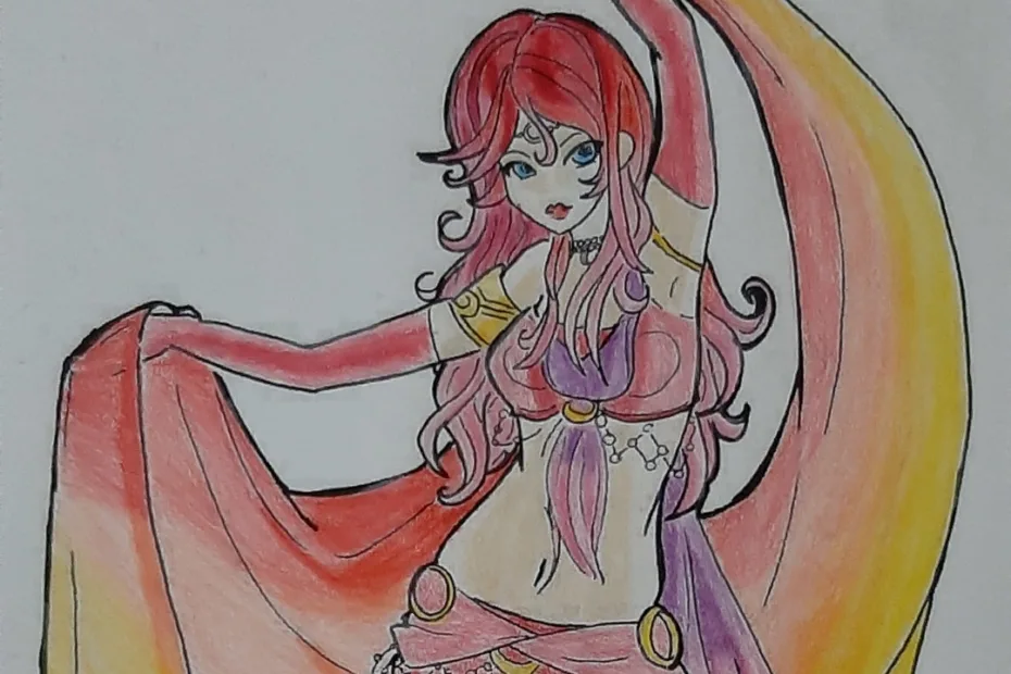 Colorindo uma lineart de Dançarina do Ventre - Belly Dancer Fanart - Namtia Topo