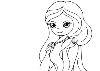Sereia penteando os cabelos para pintar e colorir - Pretty Mermaid Brushing Her Hair - Kawaii - Topo