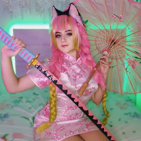 Kimetsu no Yaiba - Cosplay da Mitsuri com Qipao - Vestido chinês - 01