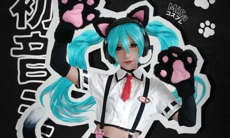 Hatsune Miku versão Nyanko - Cosplay Capa