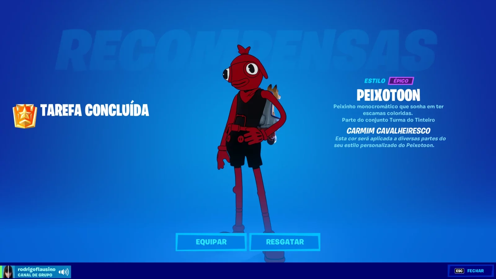 Peixotoon Carmim Fortnite