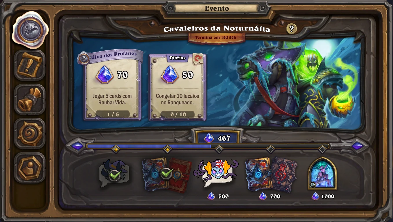Hearthstone - Trilha do evento Cavaleiros de Noturnália 2022