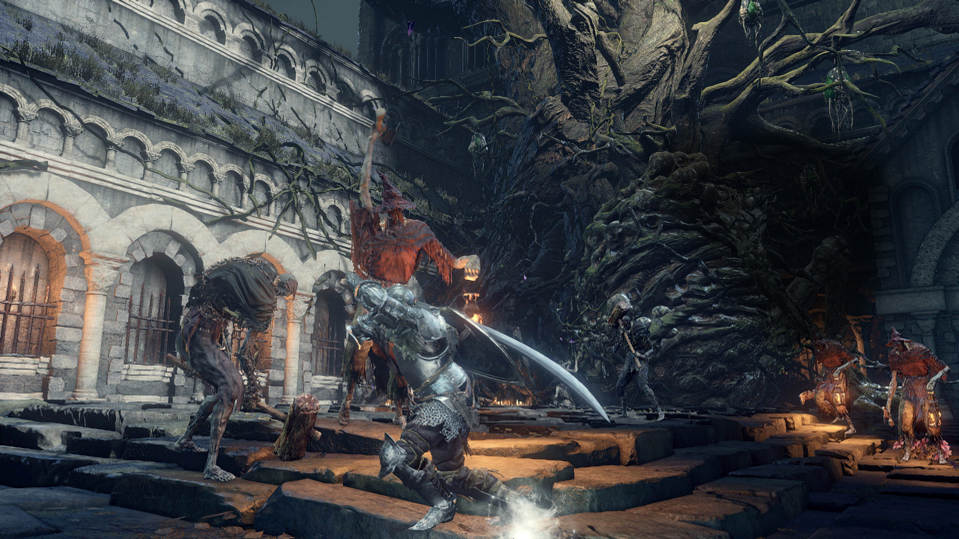Dark Souls III - Combate perto de uma árvore gigante