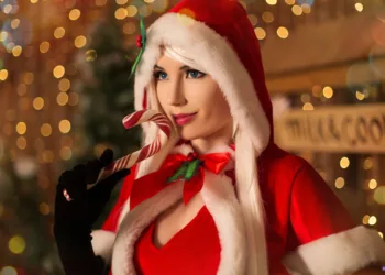 Cosplay - A Ashe comemorando o Natal, de League of Legends! Ashe de Natal - League of Legends - Cosplay 03