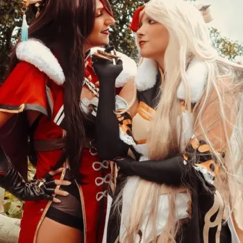 Belos cosplays da Beidou e Ningguang, de Genshin Impact Beidou e Ningguang Cosplays - Genshin Impact - capa stories