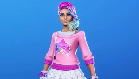 Fortnite Skin Estrelada - Roupa Colorida com minissaia branca 03
