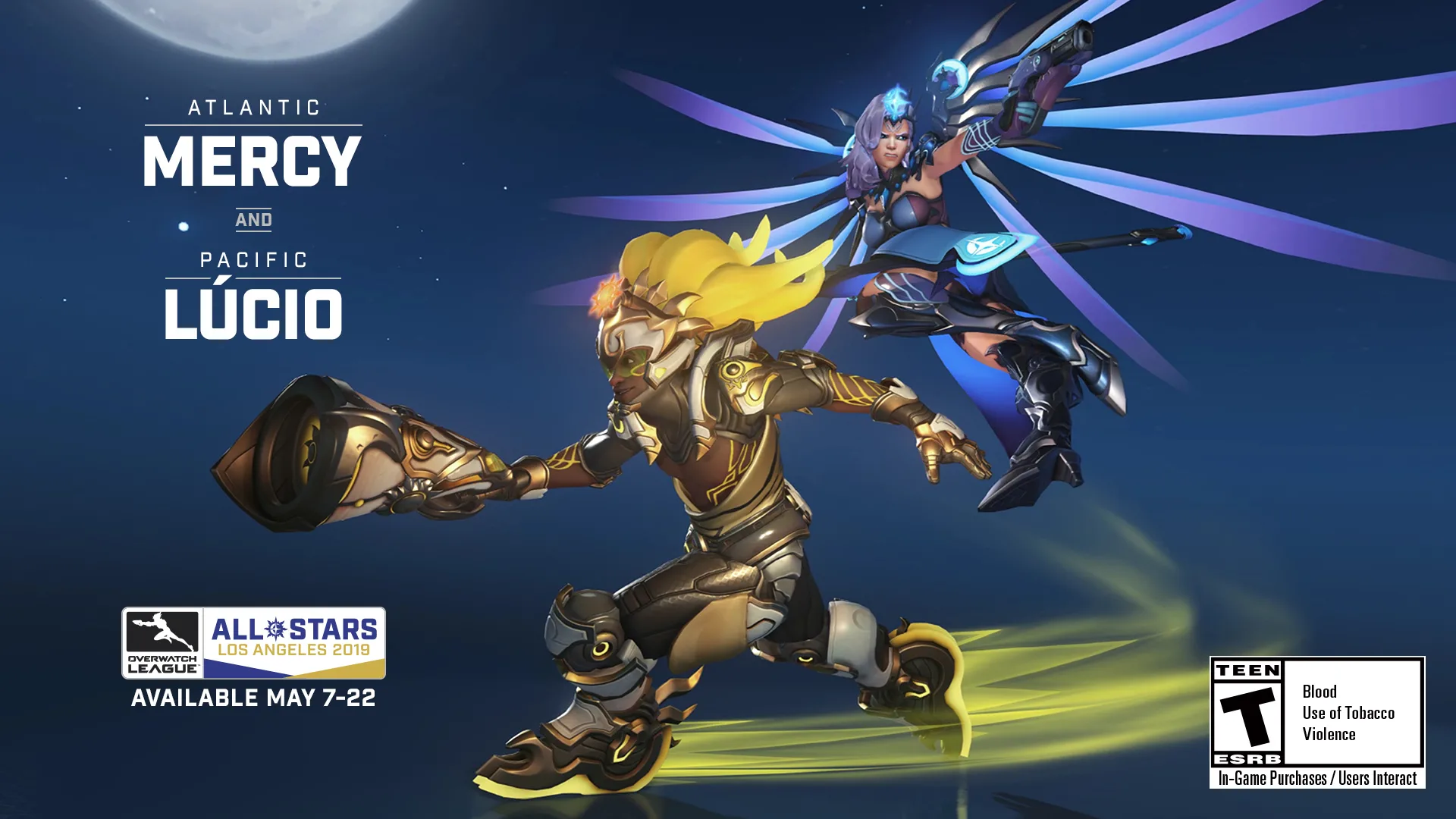 Novas skins da Overwatch League All-Stars de Mercy e do Lúcio estão disponíveis para compra no game! Overwatch League All-Stars - Mercy e Lúcio - Roupas Skins