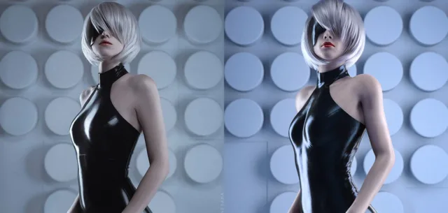 Arte 3D vs Fotografia de Cosplay (2B, de Nier Automata)