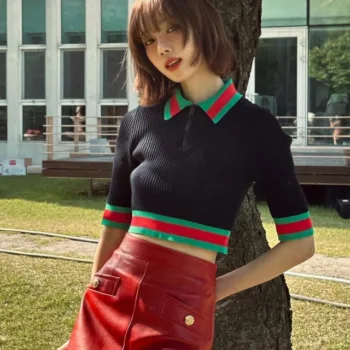 Belo look da Winter, do Aespa, com saia vermelha - capa 01