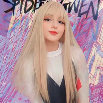 Belo cosplay da Gwen-Aranha, da Duda, com cabelos longos (Aranhaverso) Belo Cosplay Da Gwen Aranha, Da Duda Capa 02