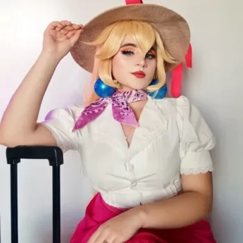 Belo cosplay casual da Princesa Peach, de Mario - capa 002