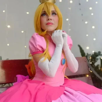 Belo cosplay da Princesa Peach, de Super Mario, da Anne Monteiro - capa 01
