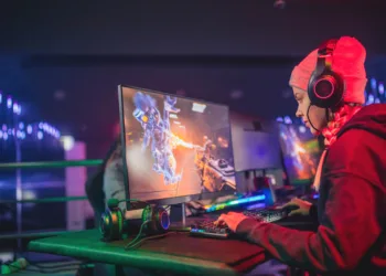 friends playing computer game