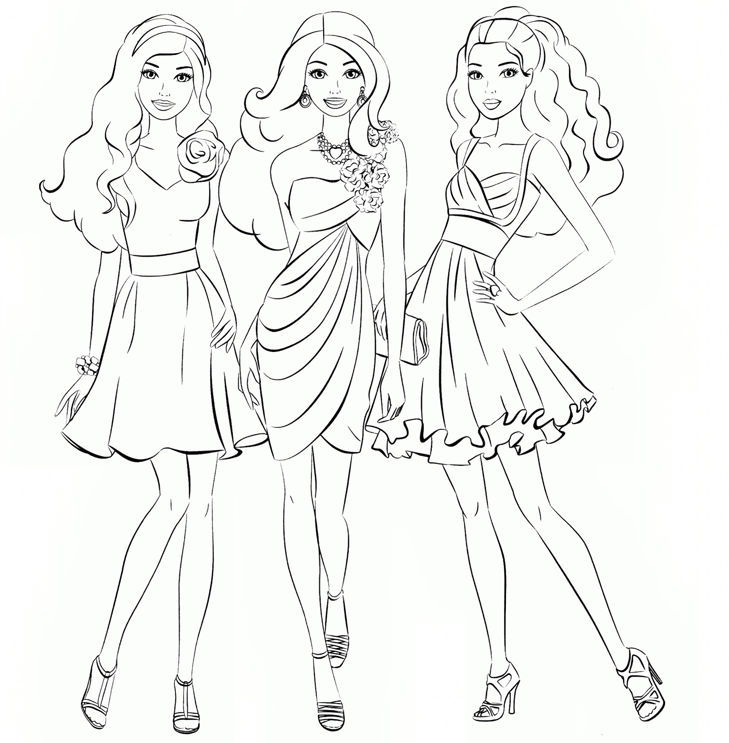 Barbie - Belos desenhos para colorir com vestidos 001