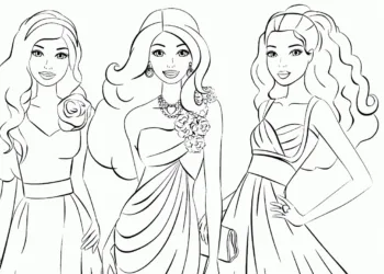 Barbie - Belos desenhos para colorir com vestidos capa