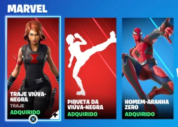 Traje clássico da Viúva Negra retorna à loja de Fortnite; veja como conseguir Personagens da Marvel na loja de itens em 29-11, com a Viúva Negra e o Homem-Aranha Zero