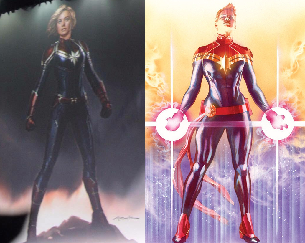 Capitã Marvel - Artwork Conceitual e Comparação com Uniformed e Alex Ross