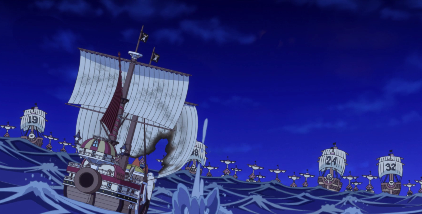 One Piece - Thousand Sunny cercado em alto-mar - Arco Whole Cake