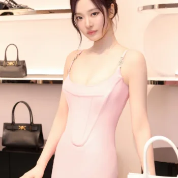 Foto de Ningning, da Aespa - Março 2024 - Vestido rosa capa