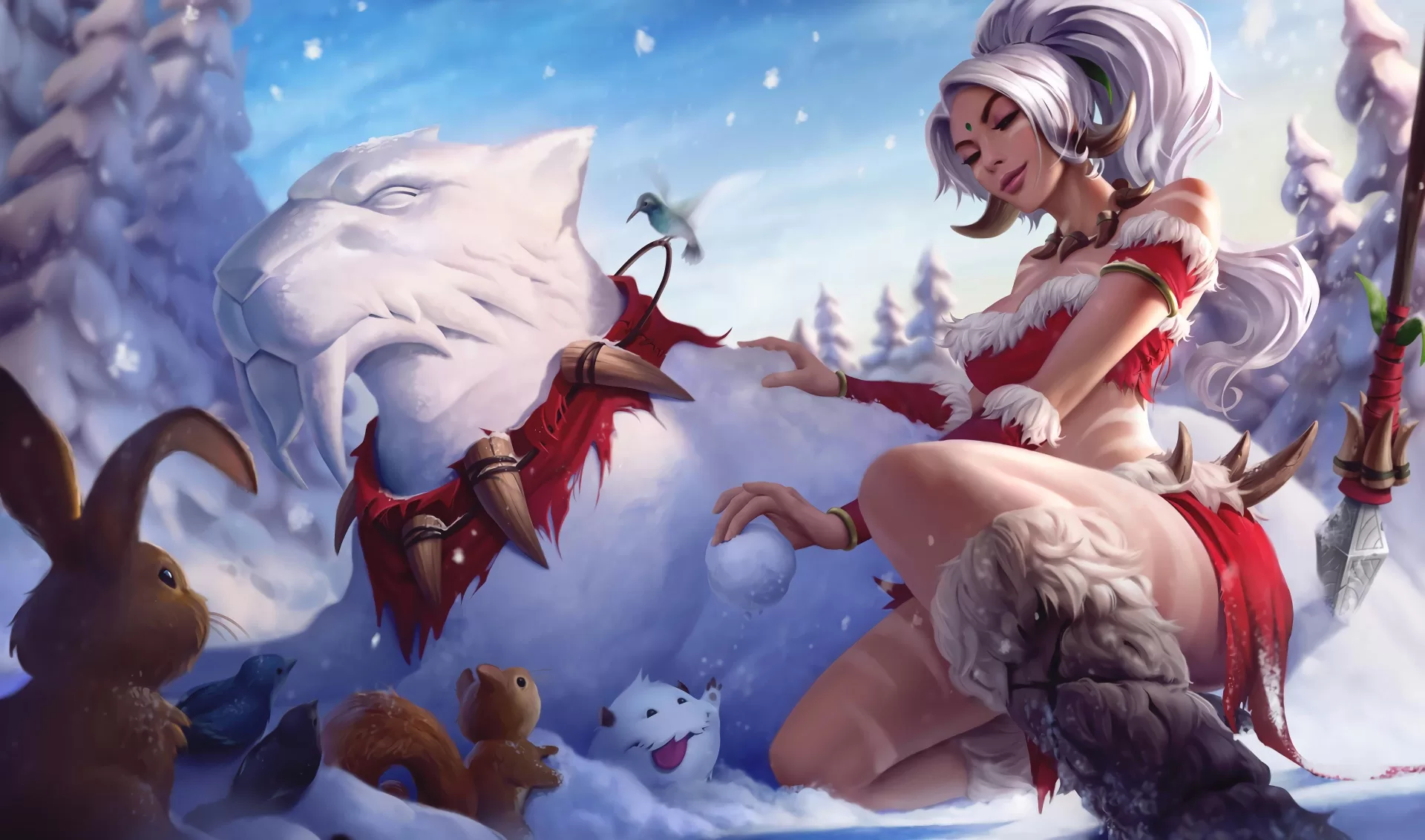 Nidalee Snow Bunny Wallpaper Full HD 4K - League of Legends - LoL