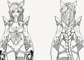 League of Legends: Desenhos para colorir e imprimir (da Lux, Ashe, Ahri, Caitlyn e mais) Ahri Lineart Página pra colorir - League of Legends - Desenho pra colorir e imprimir Topo