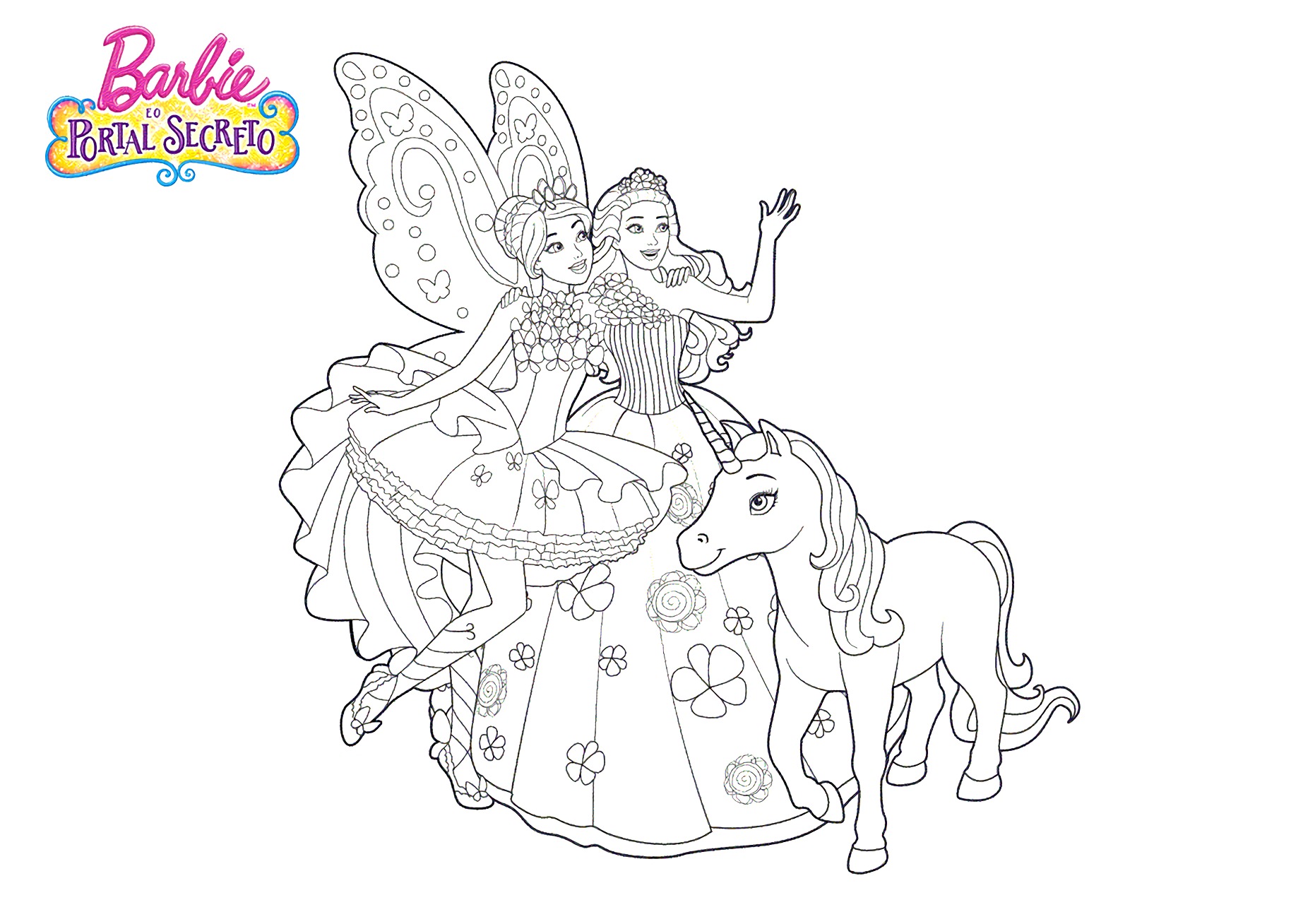 desenho para colorir barbie unicornio