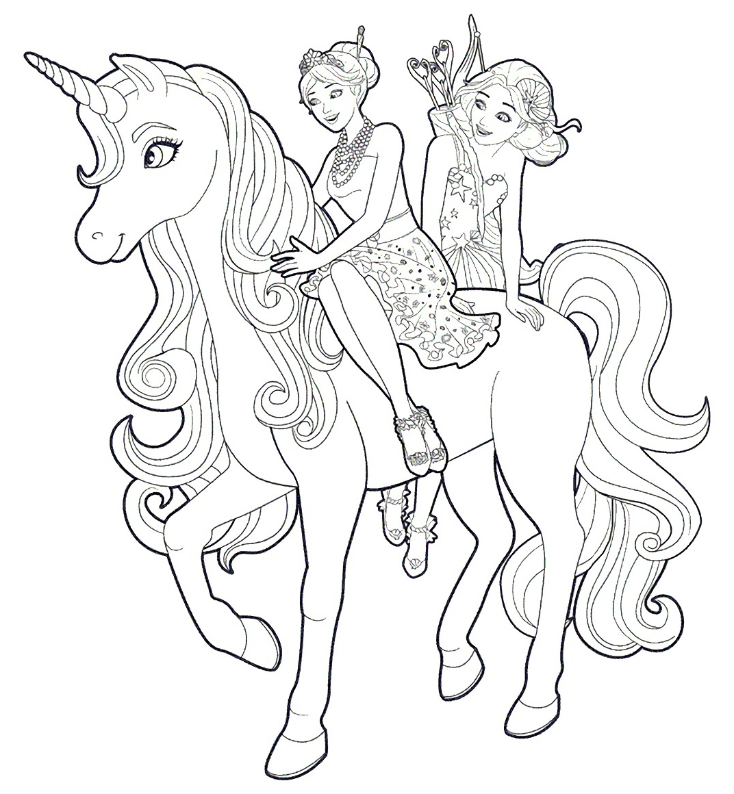 Barbie e o Portal Secreto - Desenho para colorir, pintar e imprimir - 35 Fada Borboleta e Unicórnio