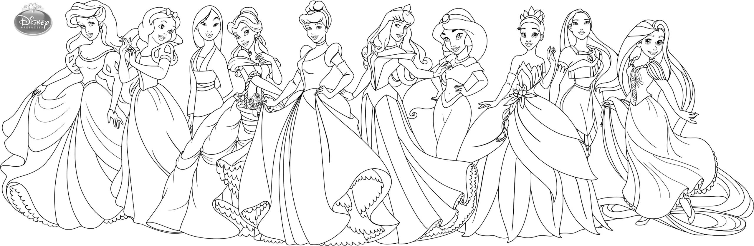 Veja belos desenhos para colorir das Princesas Disney juntas (Desenhos ...