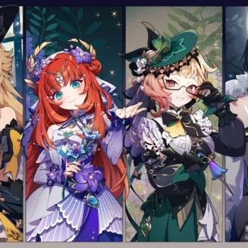 Wallpaper de Genshin Impact com Navia, Nilou, Emilie e Yelan