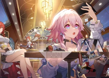 Honkai Star Rail - Wallpaper com a Himeko, 7 de Março e Dan Heng