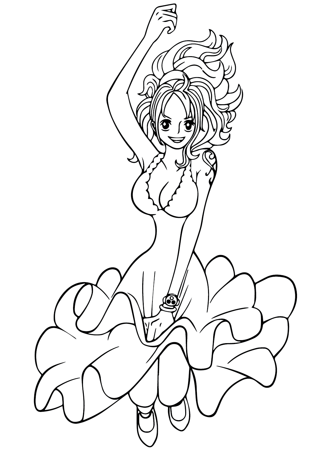 Nami Coloring Page - One Piece - With dress (vestido lindo)