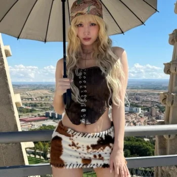 Momo Hirai, da Twice, usa belo look com minissaia na Espanha - capa